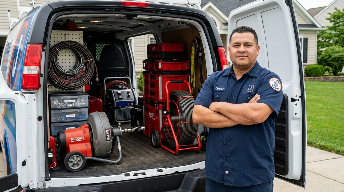 Professional drain cleaning equipment and Johns Plumbing LLC plumber in Archer