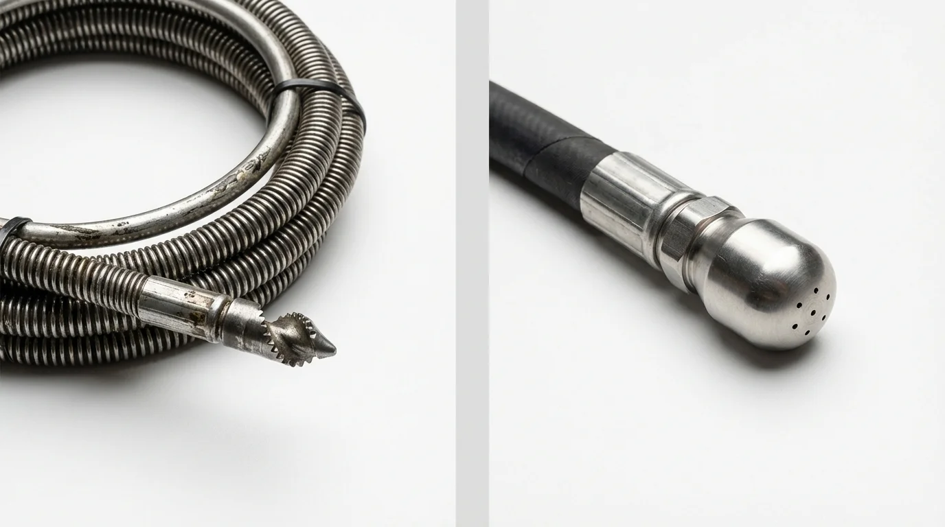 Drain snake cable and hydro jetting nozzle used for drain cleaning in Archer, FL