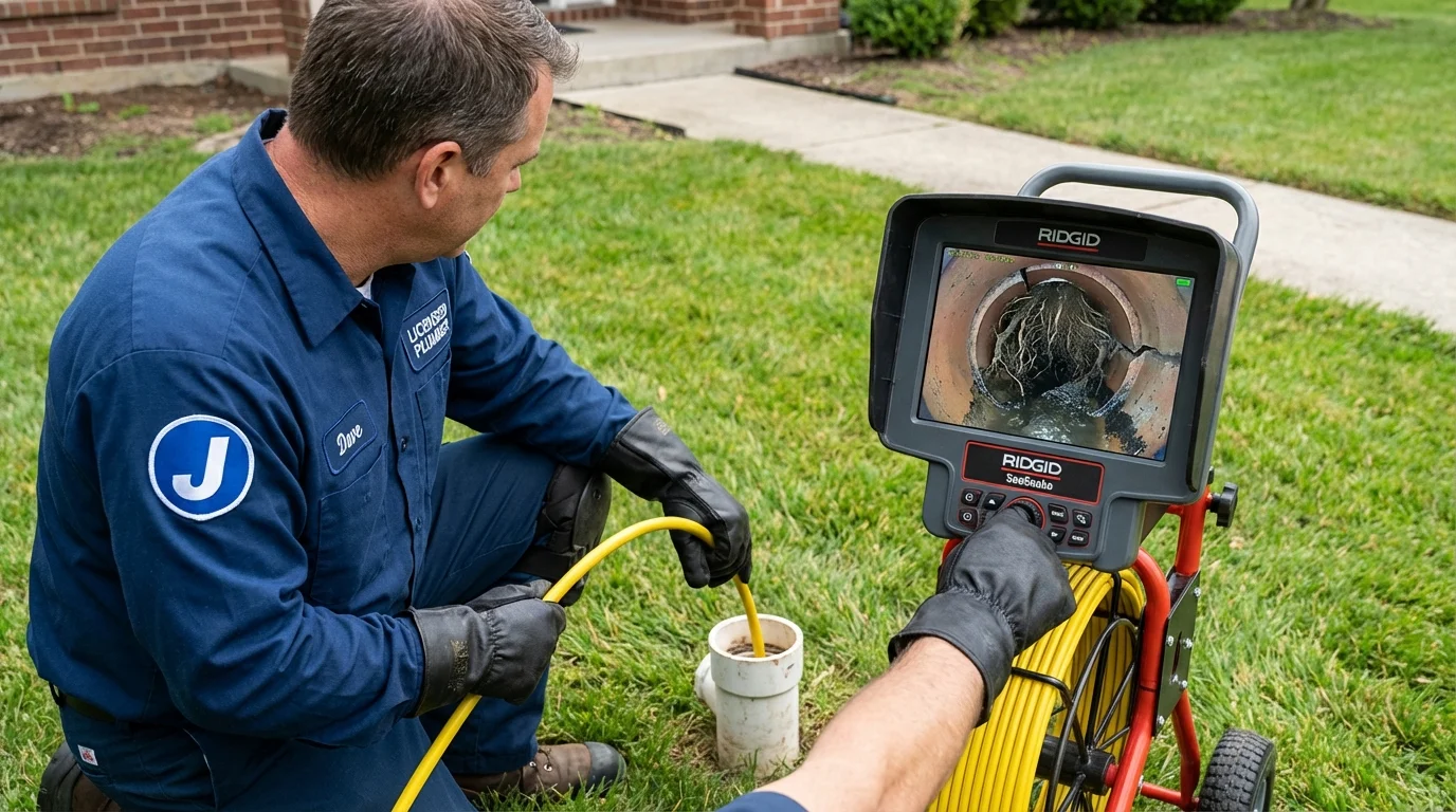 Sewer camera inspection being performed by Johns Plumbing LLC in Archer