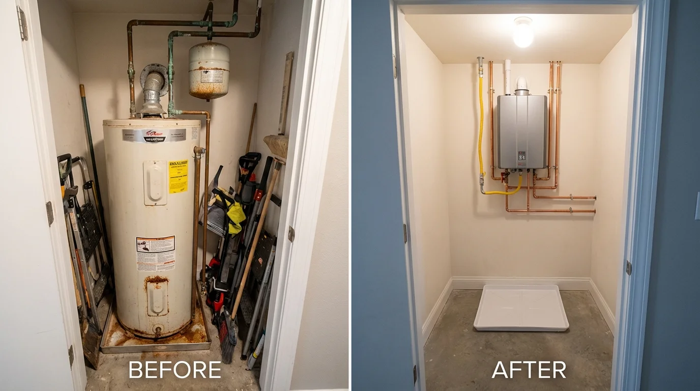 Tank water heater versus wall-mounted tankless unit comparison for Archer, FL homeowners