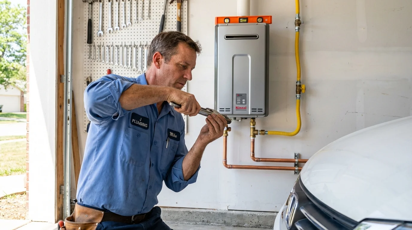 Tankless water heater installation by a Johns Plumbing LLC plumber in Archer