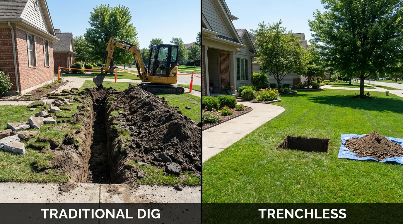 Trenchless sewer repair with minimal yard damage versus traditional excavation in Archer, FL